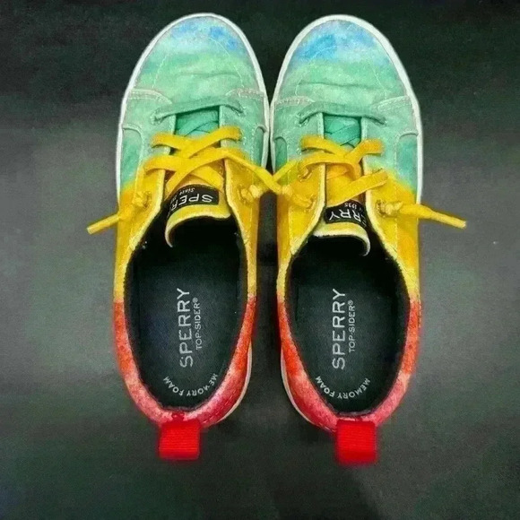 Sparkly Sperry size 2M red yellow green blue sneaker - Picture 5 of 8
